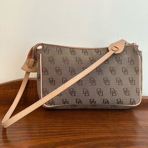 Vintage Dooney & Bourke Classic Canvas and Leather Shoulder Bag